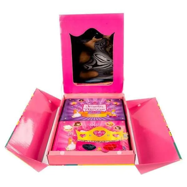 Secretos De Princesa Lujoso Cofre 2 Libritos + Anteojos 3D Diseño Corona - Imagen 3